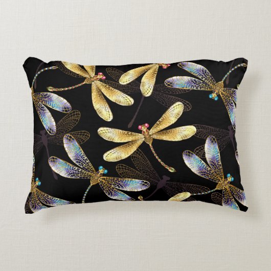 ゴールデントンボのシームレスパターン アクセントクッション (正面)