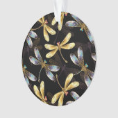 ゴールデントンボのシームレスパターン オーナメント (正面)