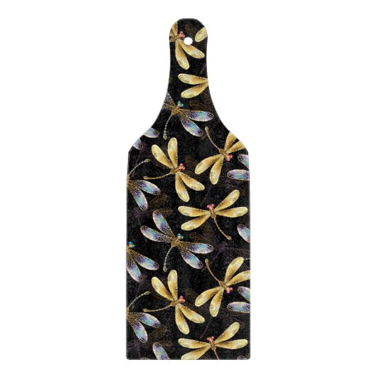 ゴールデントンボのシームレスパターン カッティングボード (正面)