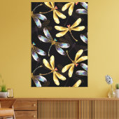 ゴールデントンボのシームレスパターン キャンバスプリント (インサイチュ (リビング))