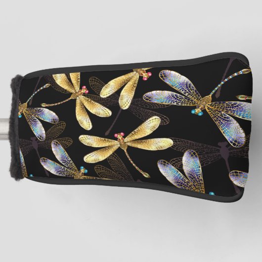 ゴールデントンボのシームレスパターン ゴルフヘッドカバー (正面)