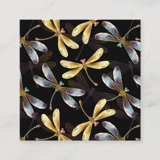 ゴールデントンボのシームレスパターン スクエア名刺 (正面)