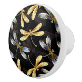 ゴールデントンボのシームレスパターン セラミックノブ (右)