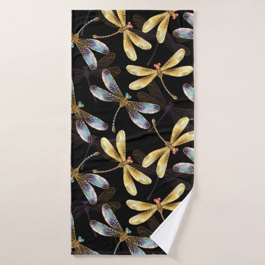 ゴールデントンボのシームレスパターン バスタオル (バスタオル)