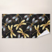 ゴールデントンボのシームレスパターン バスタオル (バスタオル)