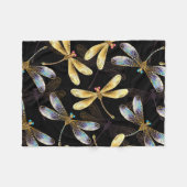 ゴールデントンボのシームレスパターン フリースブランケット (正面(横))