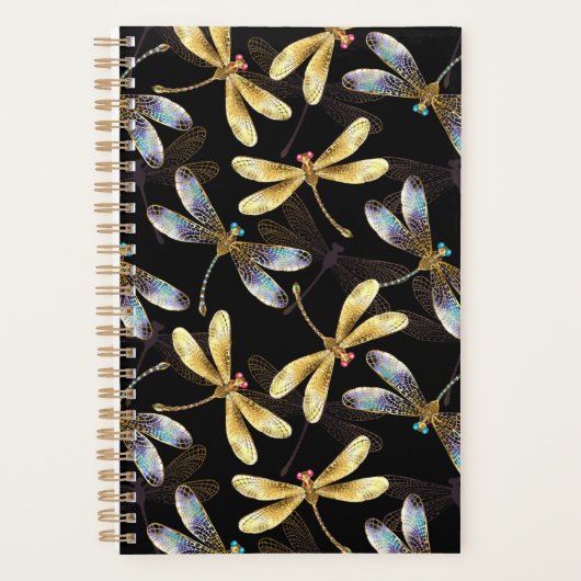 ゴールデントンボのシームレスパターン プランナー手帳 (正面)