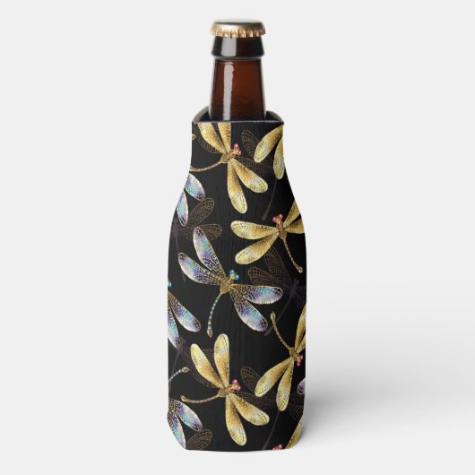 ゴールデントンボのシームレスパターン ボトルクーラー (ボトル正面)