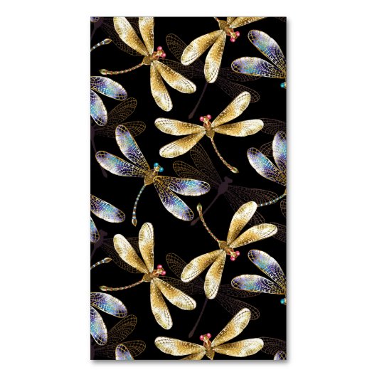 ゴールデントンボのシームレスパターン マグネット名刺 (正面縦)