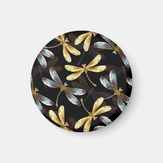 ゴールデントンボのシームレスパターン マグネット (正面)