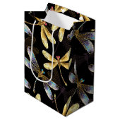 ゴールデントンボのシームレスパターン ミディアムペーパーバッグ (正面アングル)