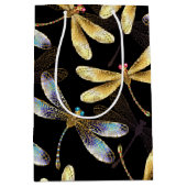 ゴールデントンボのシームレスパターン ミディアムペーパーバッグ (正面)