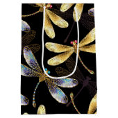 ゴールデントンボのシームレスパターン ミディアムペーパーバッグ (裏面)