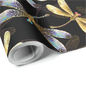 ゴールデントンボのシームレスパターン ラッピングペーパー (ロールコーナー)