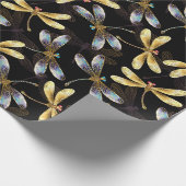 ゴールデントンボのシームレスパターン ラッピングペーパー (角)