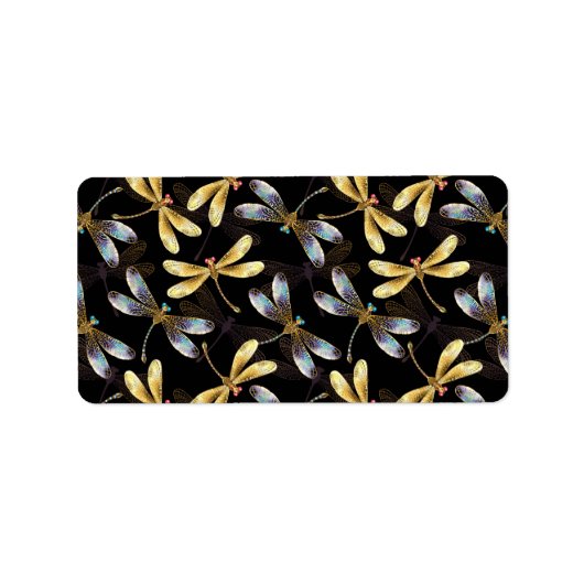 ゴールデントンボのシームレスパターン ラベル (正面)