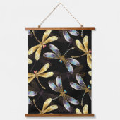 ゴールデントンボのシームレスパターン 吊り下げ型タペストリー (正面2)