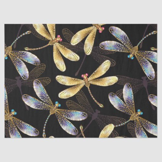 ゴールデントンボのシームレスパターン 薄葉紙 (正面)