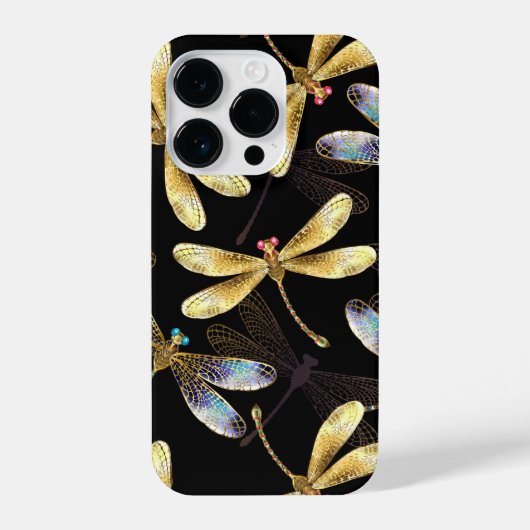 ゴールデントンボのシームレスパターン iPhoneケース (裏面)