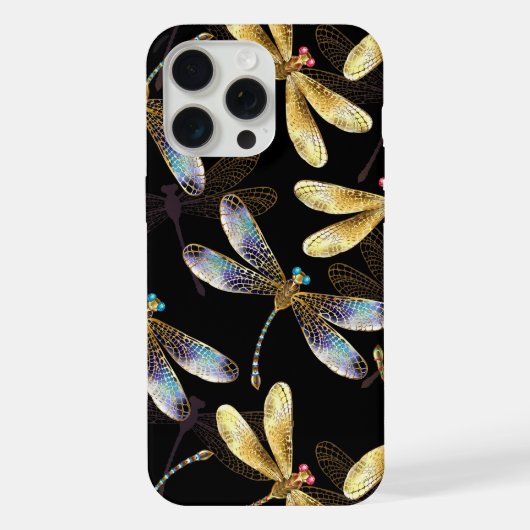 ゴールデントンボのシームレスパターン iPhoneケース (裏面)
