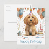ゴールデンドゥードルの誕生日おめでとう ポストカード (正面/裏面)