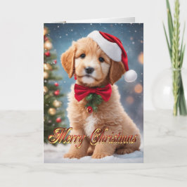ゴールデンドゥードルクリスマスパピーの挨拶 シーズンカード