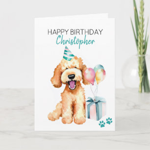 ゴールデンドゥードル犬のオリジナル誕生日カード カード