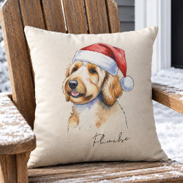 ゴールデンドゥードル犬のクリスマスイラスト ペットの名前 クッション