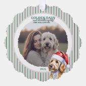 ゴールデンドゥードル犬のクリスマスフォト オーナメントカード (正面)