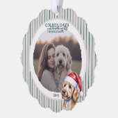 ゴールデンドゥードル犬のクリスマスフォト オーナメントカード (左)