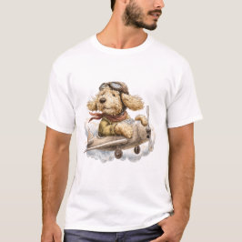 ゴールデンドゥードル犬パイロット飛行機 Tシャツ