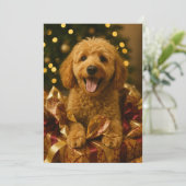 ゴールデンドゥードル クリスマスカード 招待状 (スタンド正面)