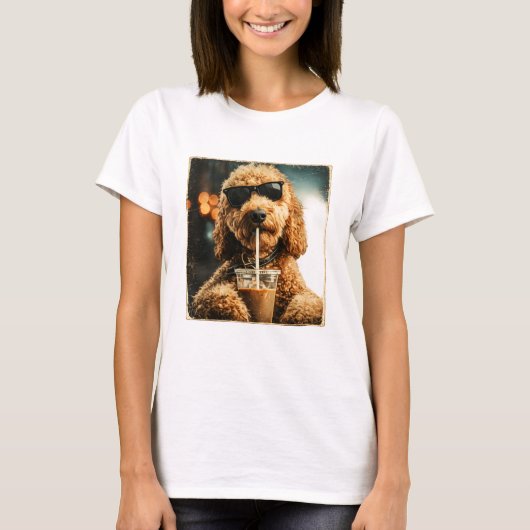ゴールデンドゥードル コーヒーTシャツ Tシャツ (正面)