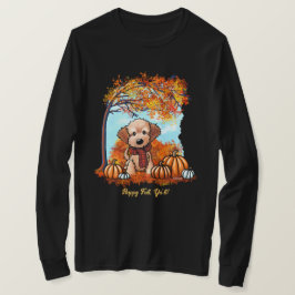 ゴールデンドゥードル 子犬の秋 Tシャツ