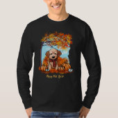 ゴールデンドゥードル 子犬の秋 Tシャツ (正面)
