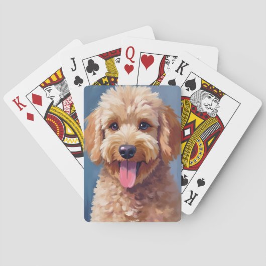ゴールデンドゥードル | 水彩画の犬 ペット トランプ (裏面)