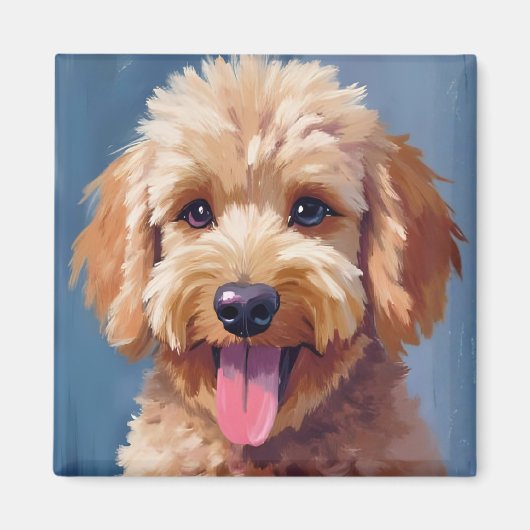 ゴールデンドゥードル | 水彩画の犬 ペット マグネット (正面)