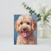 ゴールデンドゥードル | 犬の水彩画 ペット サンキューカード (スタンド正面)
