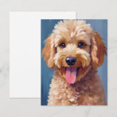 ゴールデンドゥードル | 犬の水彩画 ペット サンキューカード (正面/裏面)