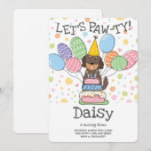 ゴールデンドゥードル 犬の誕生日パーティー招待状 招待状 (正面/裏面)