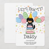 ゴールデンドゥードル 犬の誕生日パーティー招待状 招待状 (正面/裏面)