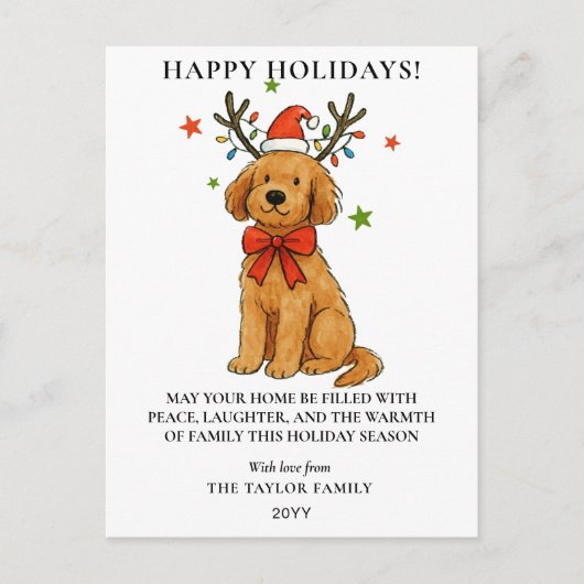 ゴールデンドゥードル 犬 トナカイの角 子犬 クリスマス (正面)