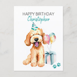 ゴールデンドゥードル 犬 名入れ 誕生日おめでとう ポストカード