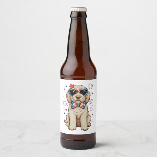 ゴールデンドゥードル 犬 250周年 愛国的な ビールラベル (正面)