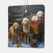 ゴールデンドゥードル 雪のそり クリスマス デコレーション (左)