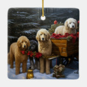 ゴールデンドゥードル 雪のそり クリスマス デコレーション (裏面)