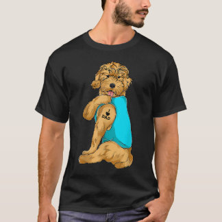 ゴールデンドゥードル I Love Dad タトゥー服 Dog Dad Tシャツ