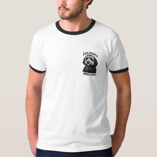 ゴールデンドゥードル Less People More Dogs Tシャツ (正面)