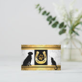 ゴールデンドッグキャットホースシューグリッターポービジネスカード 名刺 (スタンド正面)