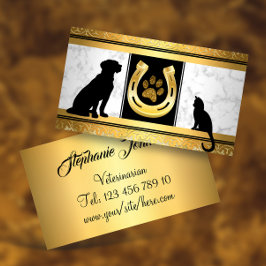 ゴールデンドッグキャットホースシューグリッターポービジネスカード 名刺